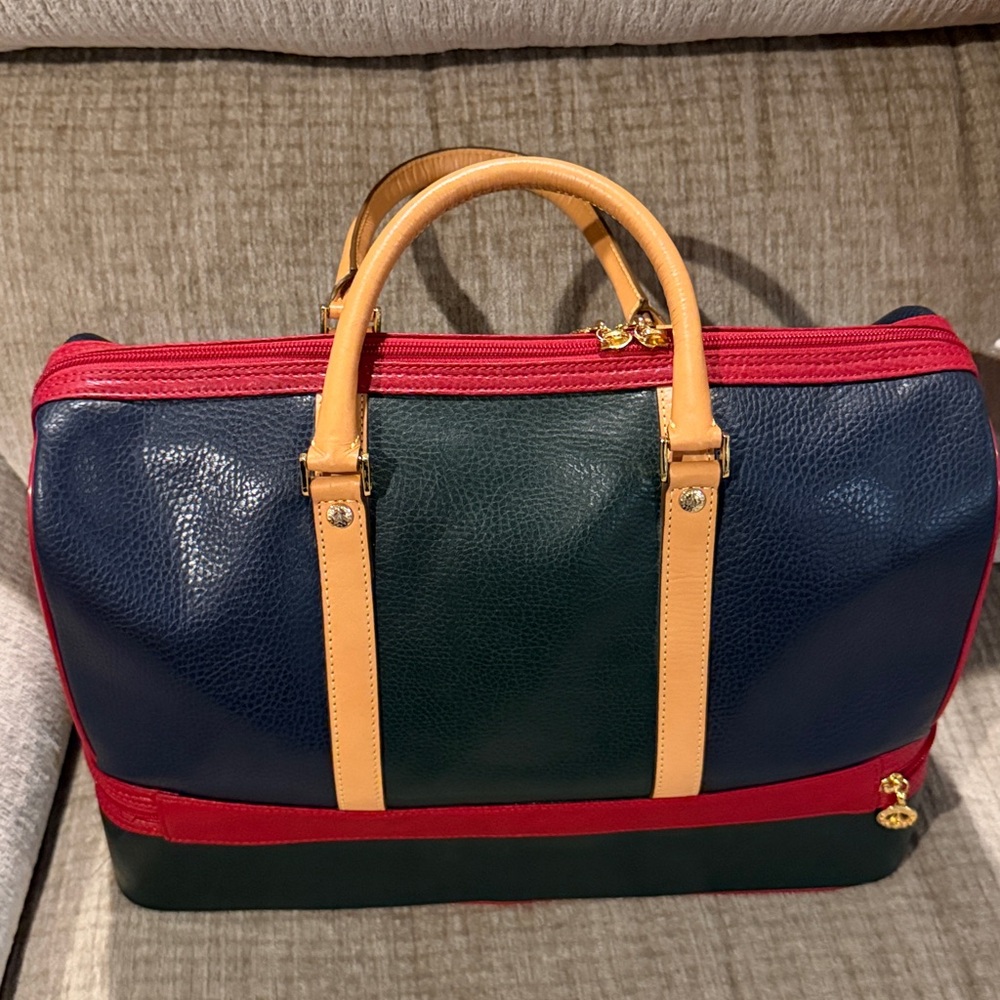 La tour Eiffel 1887 leather multicolored rare Italian luggage duffel bag - Picture 4 of 9